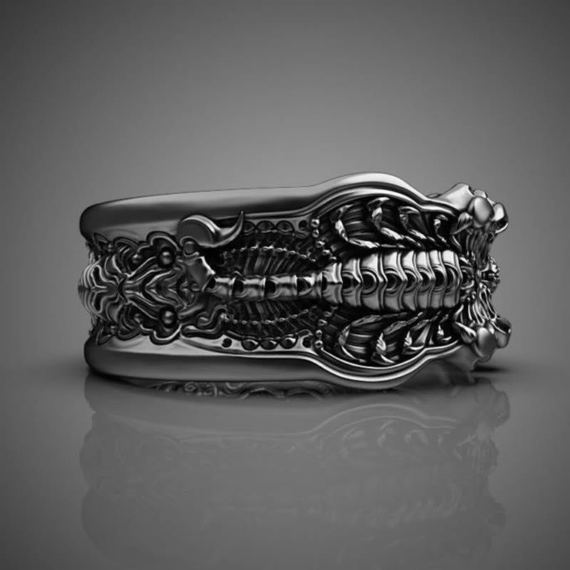 WorldNorse Creative Offener Ring mit schwarzem Skorpion