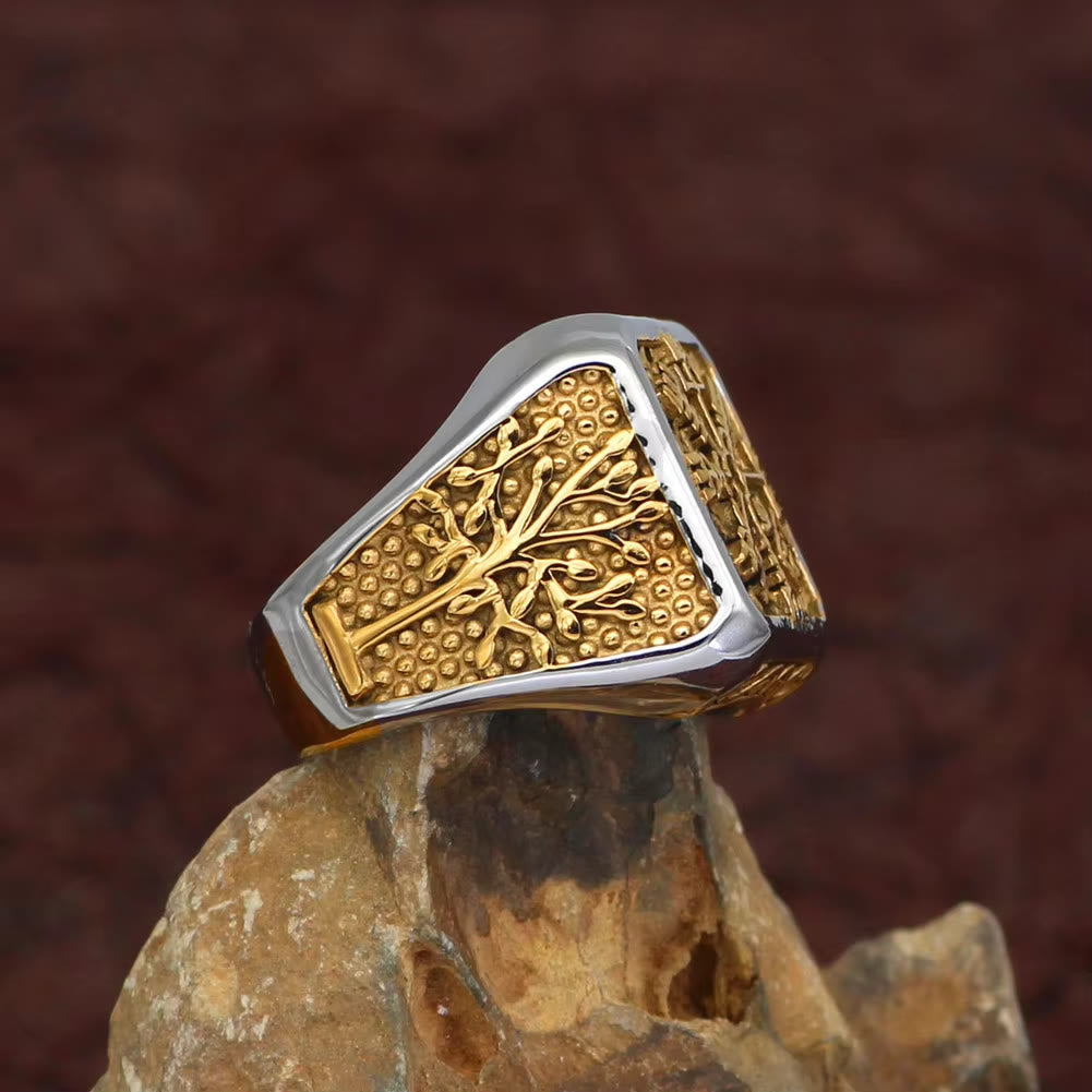 WorldNordischer Wikinger- Vegvisir mit Yggdrasil -Ring