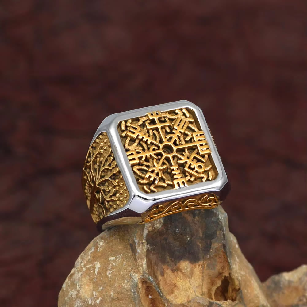 WorldNordischer Wikinger- Vegvisir mit Yggdrasil -Ring