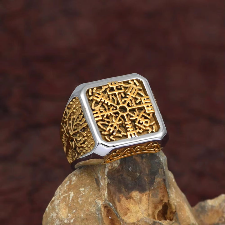 WorldNordischer Wikinger- Vegvisir mit Yggdrasil -Ring