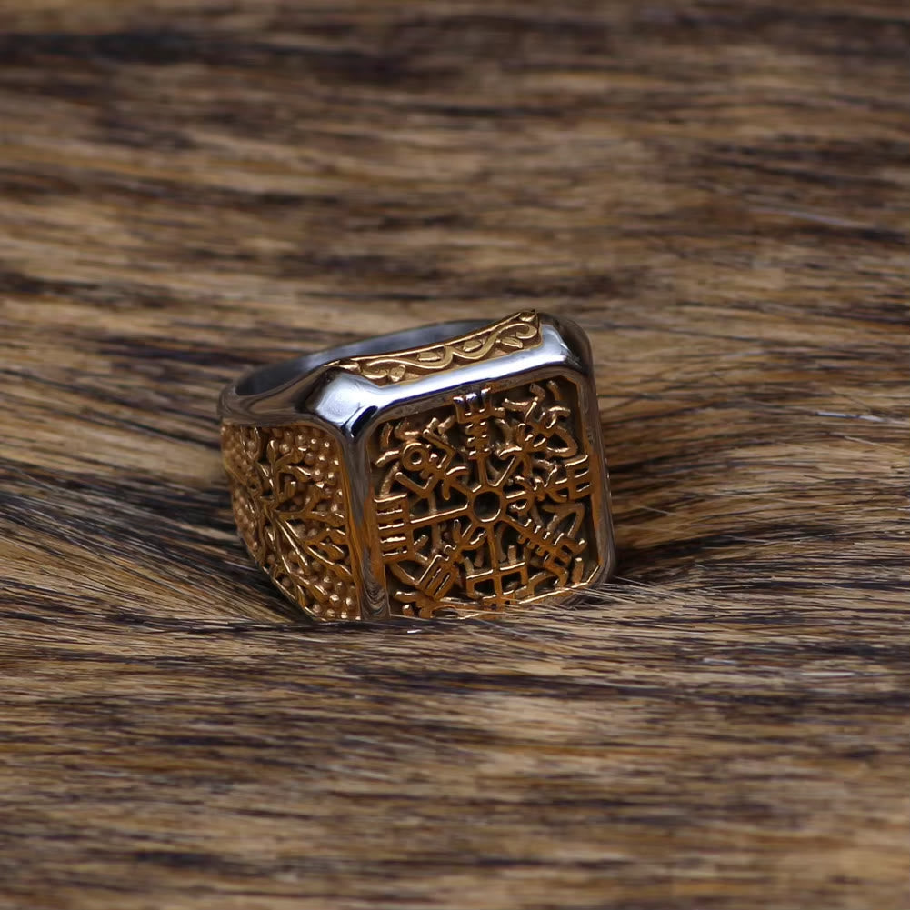 WorldNordischer Wikinger- Vegvisir mit Yggdrasil -Ring