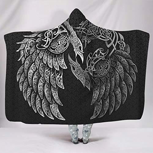 WorldNorse Raven Valknut Kapuzendecke - Flügel - 150x200cm - image 6