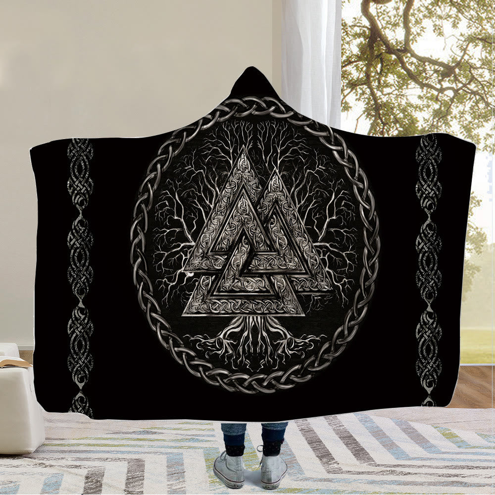 WorldNorse Raven Valknut Kapuzendecke - Valknut - 150x200cm - image 2