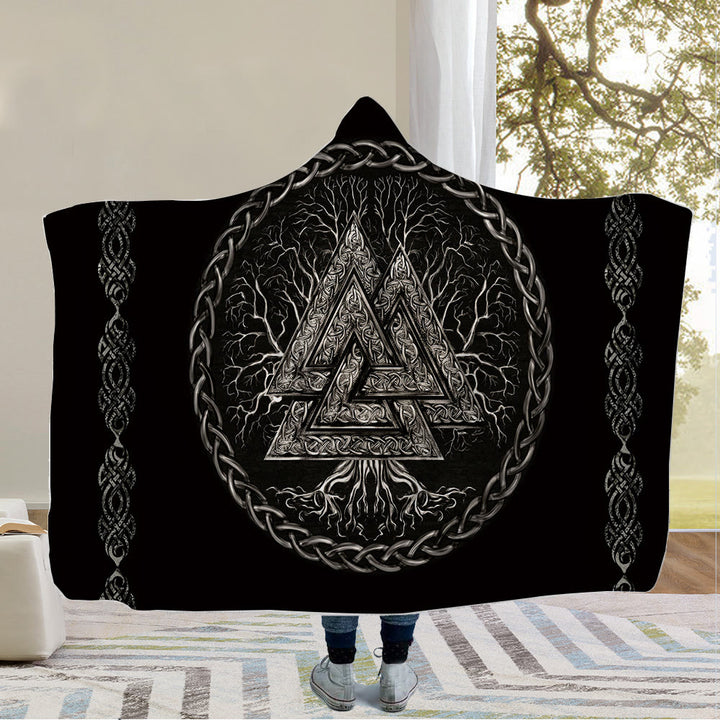 WorldNorse Raven Valknut Kapuzendecke - Valknut - 150x200cm - image 2