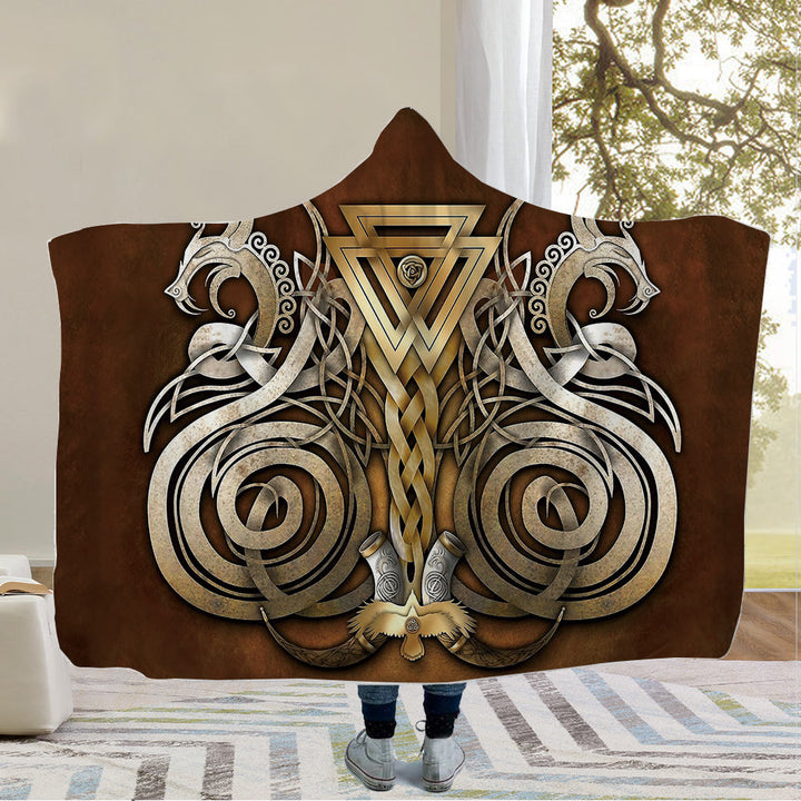 WorldNorse Raven Valknut Kapuzendecke - Keltischer Knoten - 150x200cm - image 4