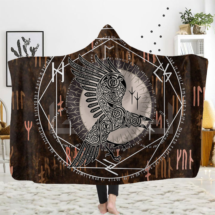 WorldNorse Raven Rune Kapuzendecke - Raven & Keltischer Knoten - 150x200cm - image 2