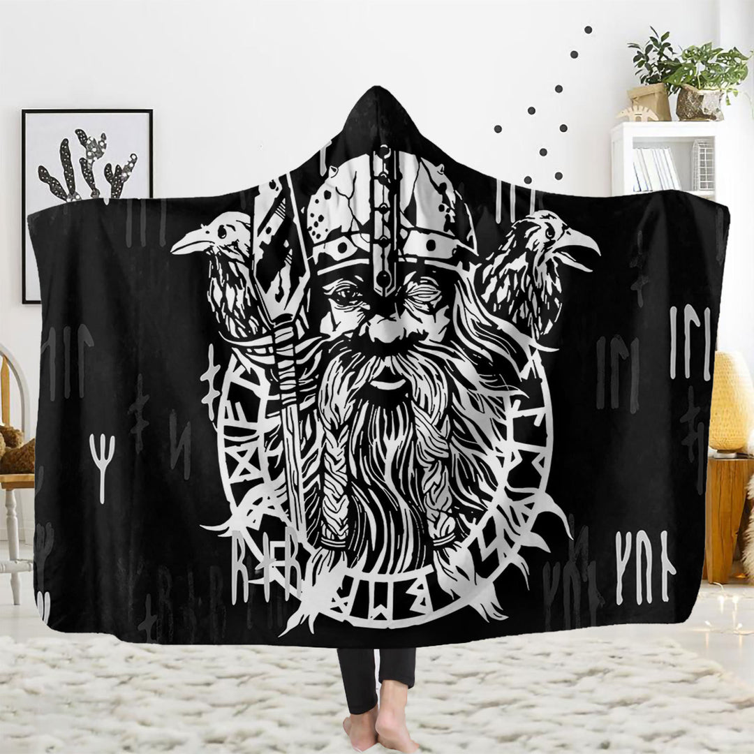 WorldNorse Raven Rune Kapuzendecke - Raven & Krieger - 150x200cm - image 3
