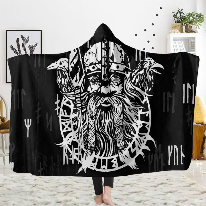 WorldNorse Raven Rune Kapuzendecke - Raven & Krieger - 150x200cm - image 3