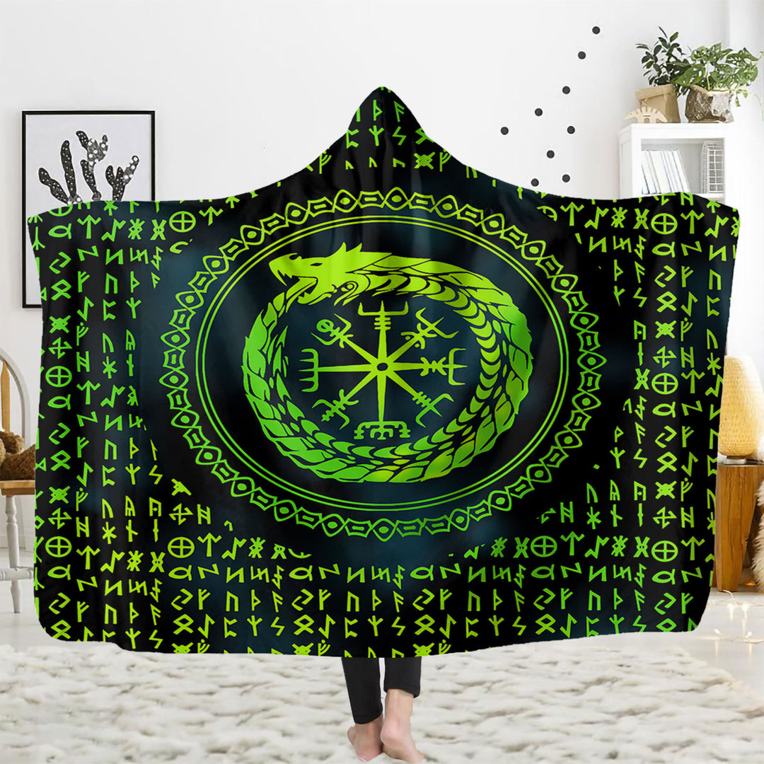 WorldNorse Viking Rune Kapuzendecke - Jormungandr - 150x200cm - image 0