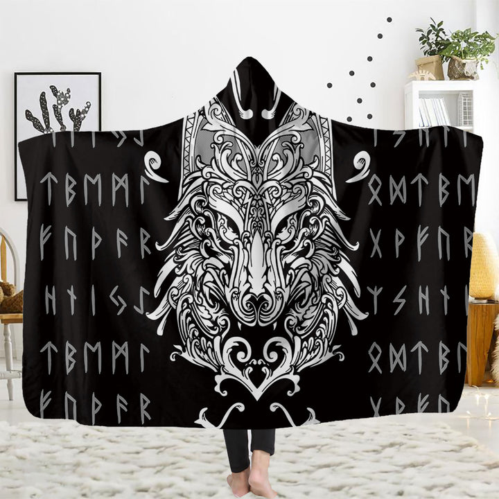 WorldNorse Viking Rune Kapuzendecke - Wölfe - 150x200cm - image 2