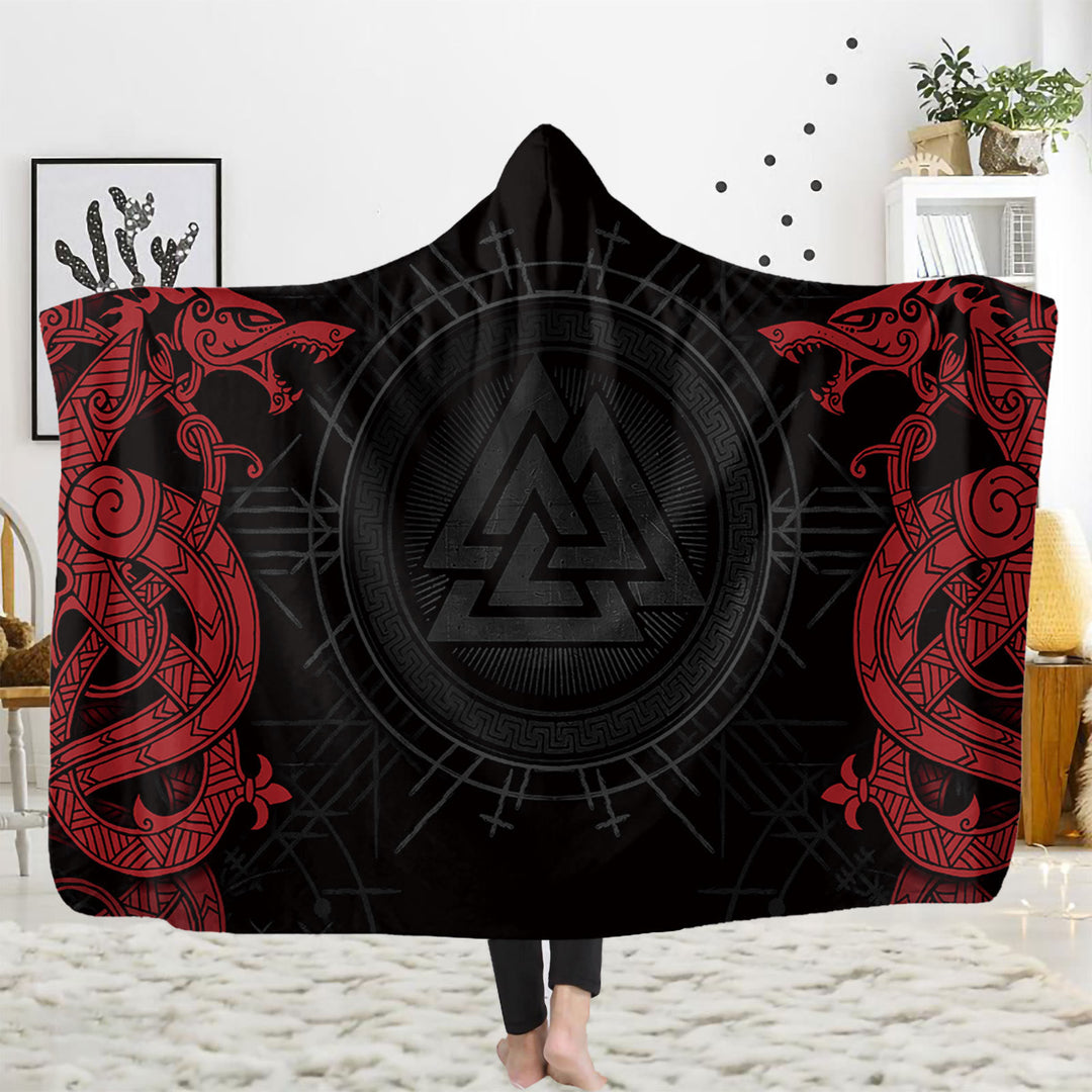 WorldNorse Viking Rune Kapuzendecke - Valknut - 150x200cm - image 3