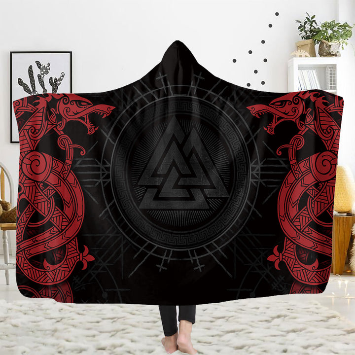 WorldNorse Viking Rune Kapuzendecke - Valknut - 150x200cm - image 3