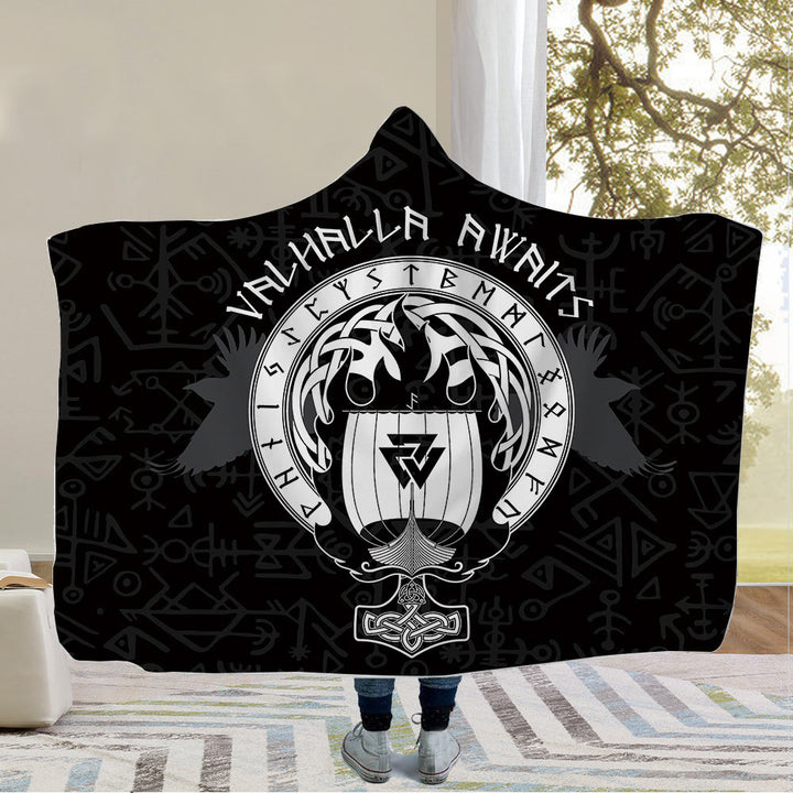 WorldNorse Odin Valknut Kapuzendecke - Walhalla - 150x200cm - image 2