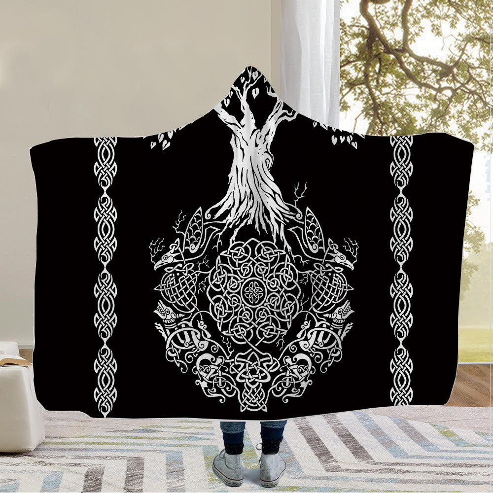 WorldNorse Odin Valknut Kapuzendecke - Yggdrasil - 150x200cm - image 1