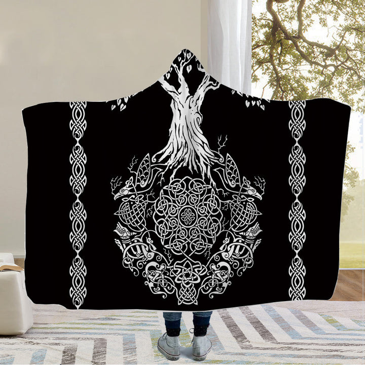 WorldNorse Odin Valknut Kapuzendecke - Yggdrasil - 150x200cm - image 1