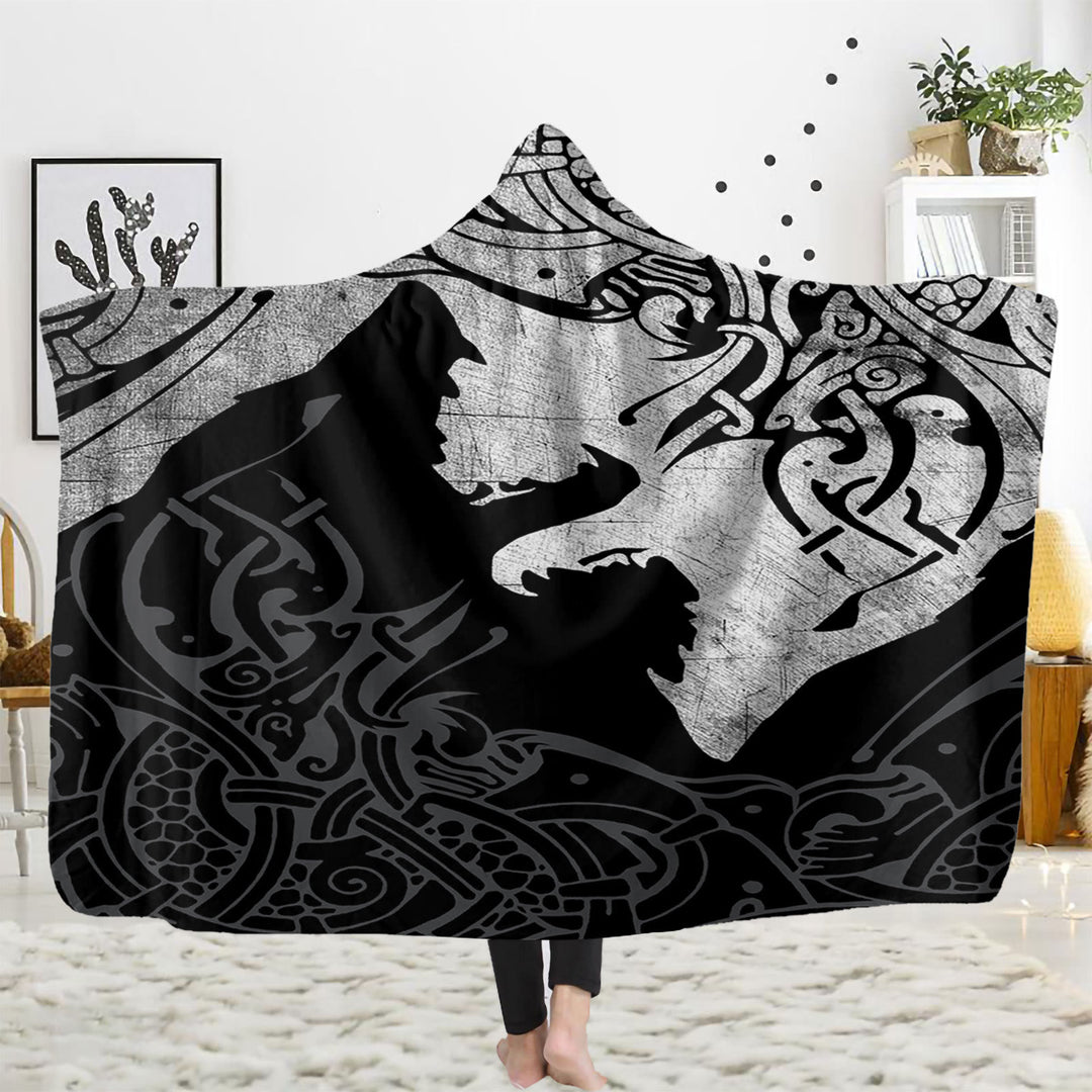 WorldNorse Keltischer Knoten Kapuzendecke - Heulende Wölfe - 150x200cm - image 3