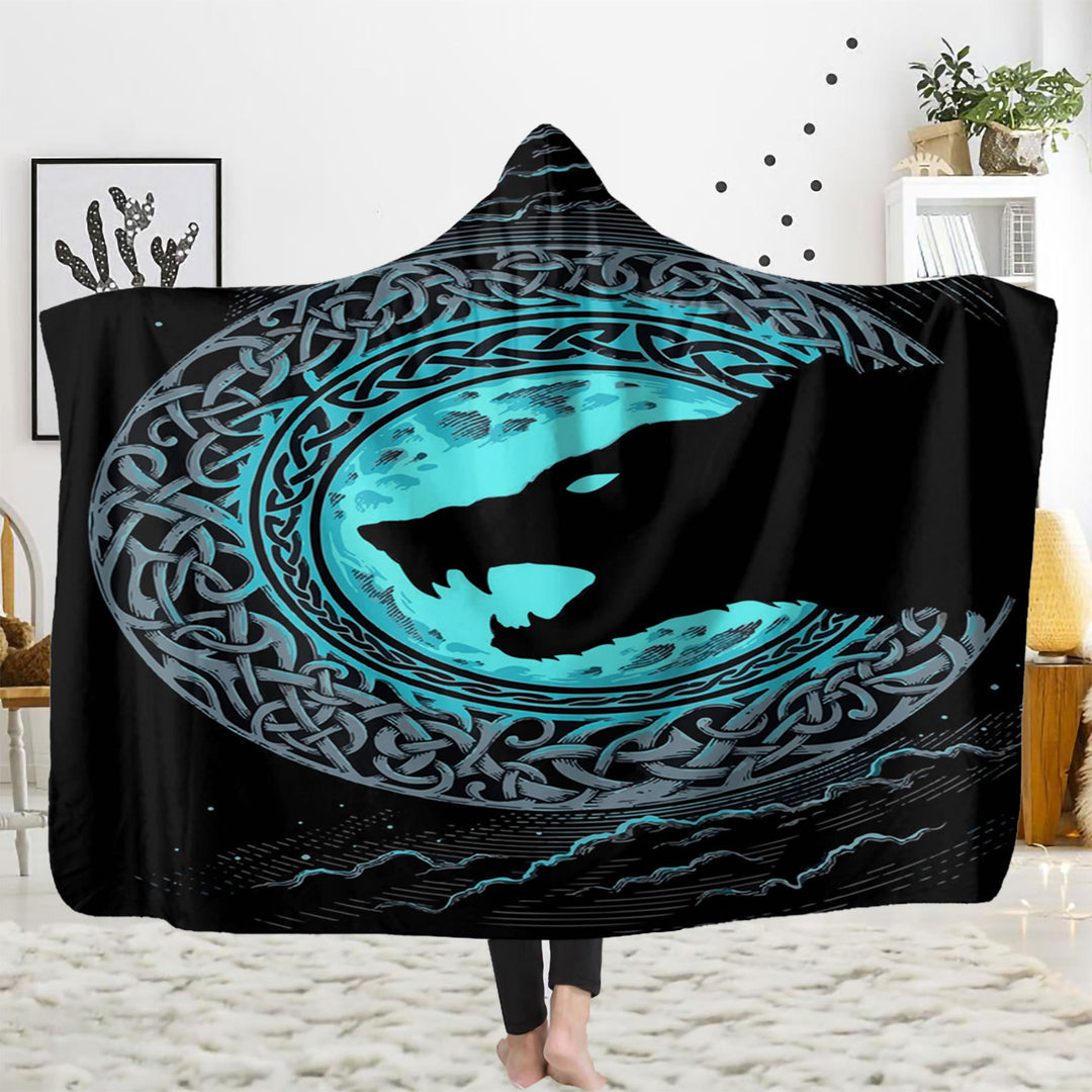 WorldNorse Keltischer Knoten Kapuzendecke - Knurrende Wölfe - 150x200cm - image 4