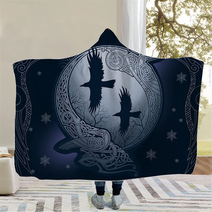 WorldNorse Keltischer Knoten Kapuzendecke - Raven & Schneeflocke - 150x200cm - image 0