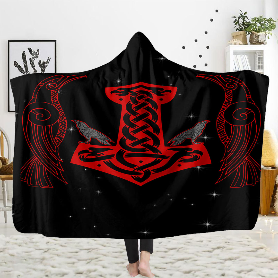 WorldNorse Wikinger Axt Kapuzendecke - Mjölnir und Keltischer Knoten - 150x200cm - image 7