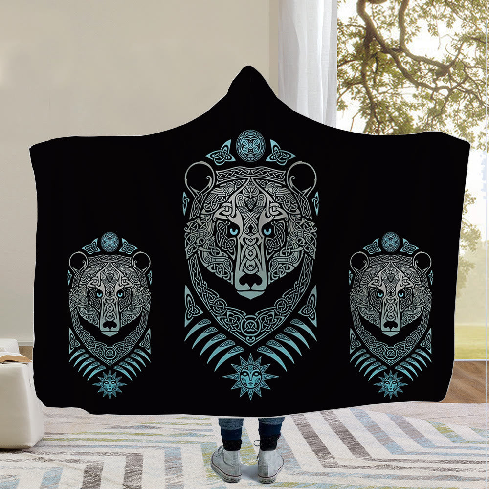 WorldNorse Wolves Rune Kapuzendecke - Wikinger Bär - 150x200cm - image 1