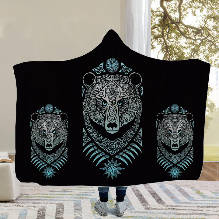 WorldNorse Wolves Rune Kapuzendecke - Wikinger Bär - 150x200cm - image 1