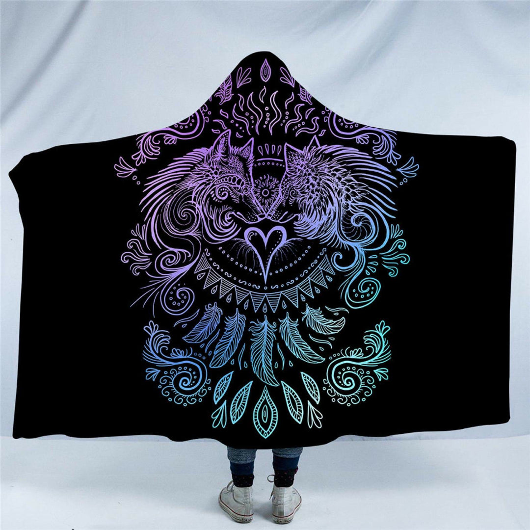 WorldNorse Moon Wolves Kapuzendecke - Ätherische Zwillingswölfe - 150x200cm - image 7