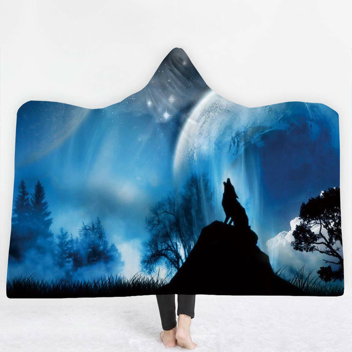 WorldNorse Galaxy Wolves Kapuzendecke - Heulender Wolf - 150x200cm - image 3