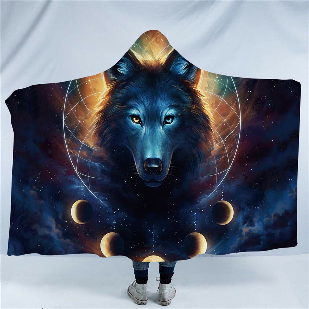 WorldNorse Galaxy Wolves Kapuzendecke - Kosmischer Wolf - 150x200cm - image 0