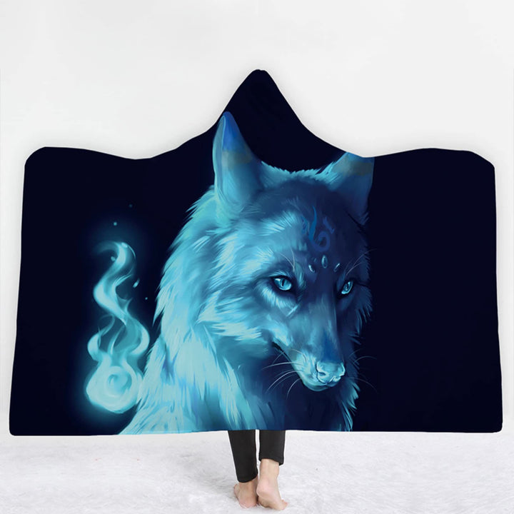 WorldNorse Mystic Wolves Kapuzendecke - Flammender Wolf - 150x200cm - image 7