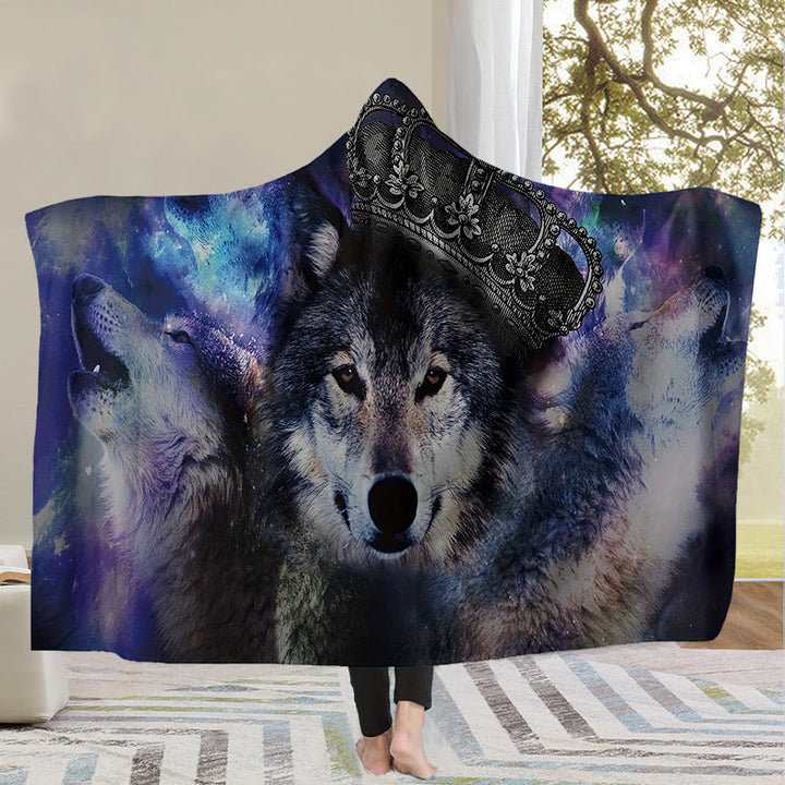 WorldNorse Crown Wolves Kapuzendecke - Kronenwölfe - 150x200cm - image 0