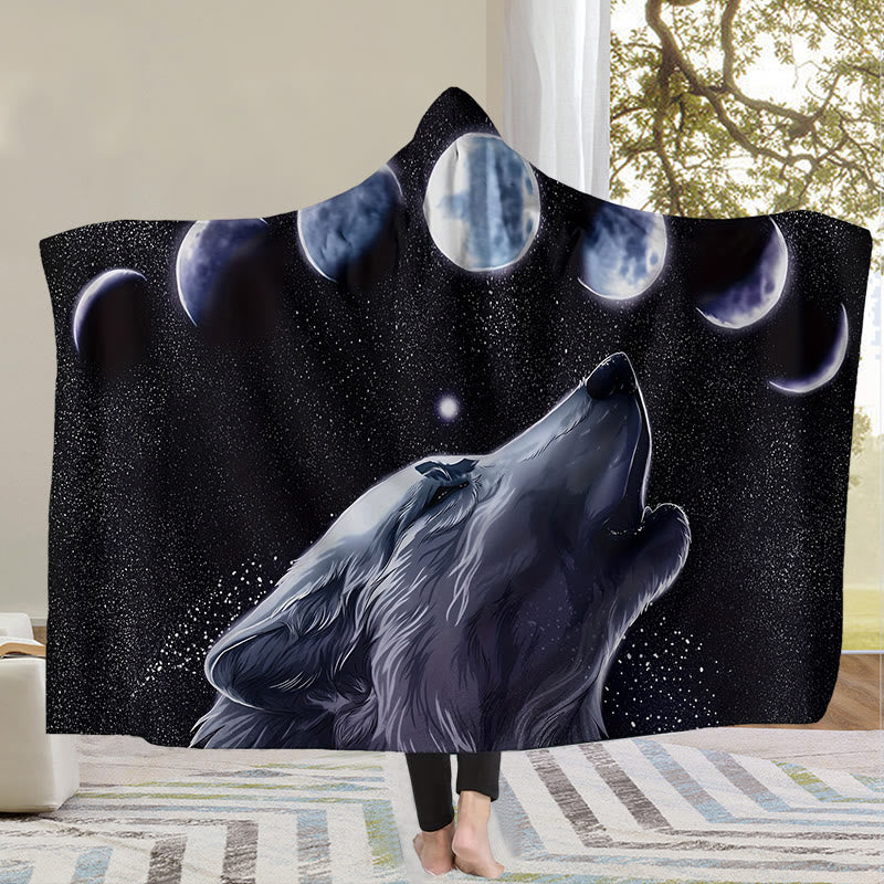 WorldNorse Moon Wolves Kapuzendecke - Wolf - 150x200cm - image 0