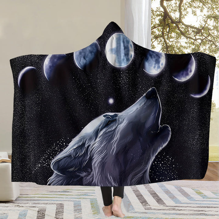 WorldNorse Moon Wolves Kapuzendecke - Wolf - 150x200cm - image 0