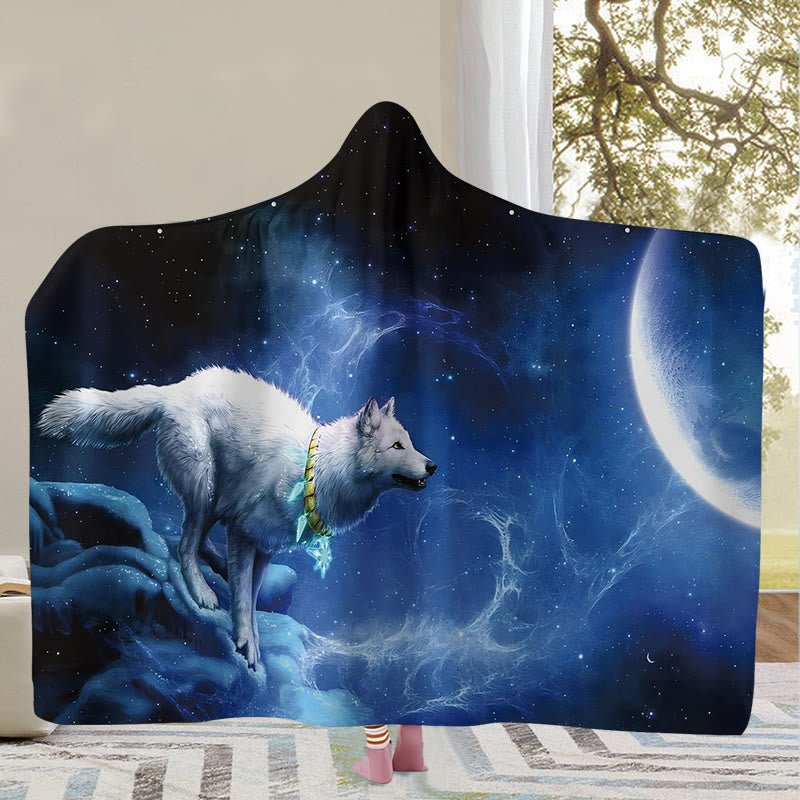 WorldNorse Aurora Wolves Kapuzendecke - Galaktischer Wolf - 150x200cm - image 0