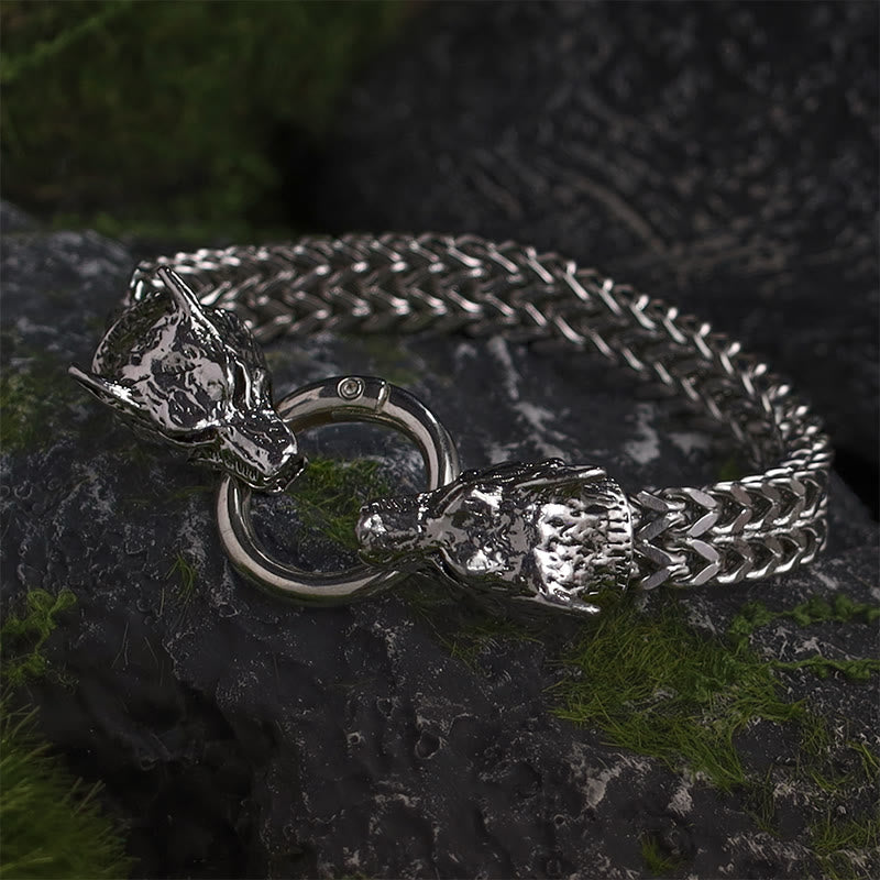 WorldNorse Fenrir's Bite - Kettenanhänger mit Wolf aus Edelstahl - Silber - 21 cm - image 0