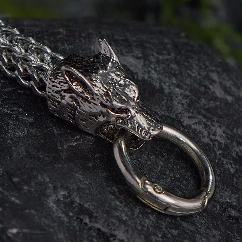 WorldNorse Fenrir's Bite - Kettenanhänger mit Wolf aus Edelstahl
