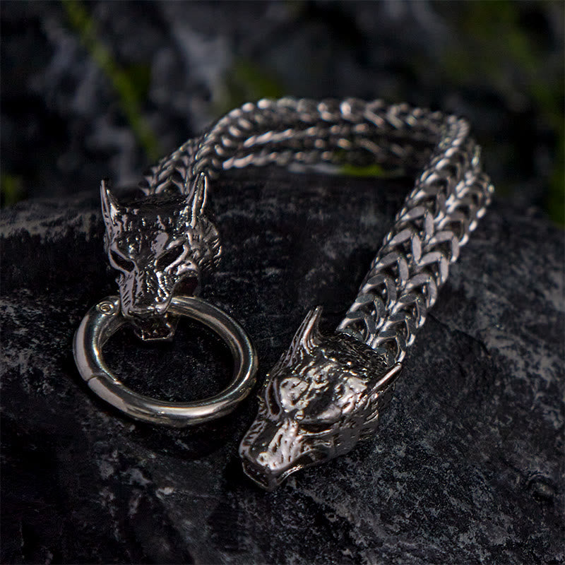 WorldNorse Fenrir's Bite - Kettenanhänger mit Wolf aus Edelstahl