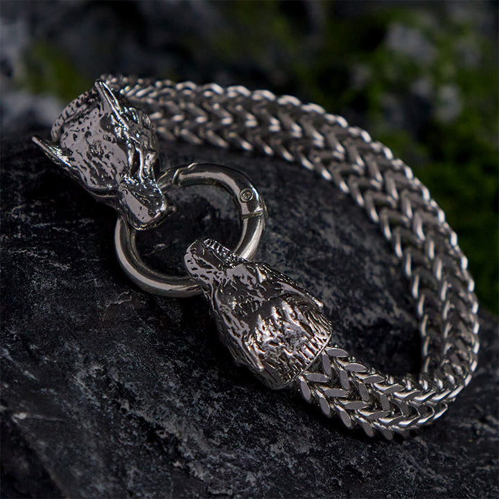 WorldNorse Fenrir's Bite - Kettenanhänger mit Wolf aus Edelstahl