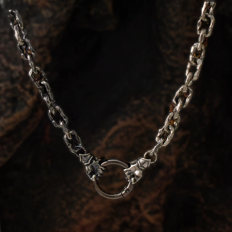 WorldNorse Handgemachtes Wikingerfaust-Silberkabelarmband/Halskette
