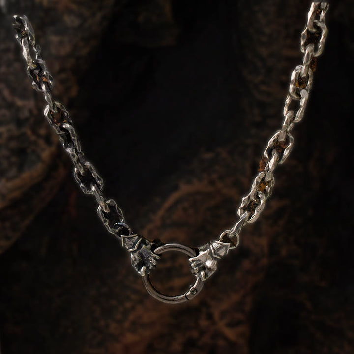 WorldNorse Handgemachtes Wikingerfaust-Silberkabelarmband/Halskette