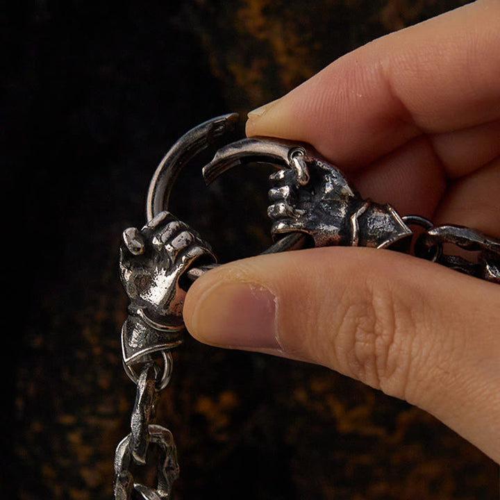 WorldNorse Handgemachtes Wikingerfaust-Silberkabelarmband/Halskette