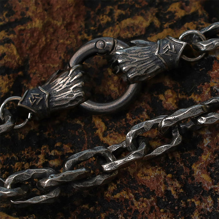 WorldNorse Handgemachtes Wikingerfaust-Silberkabelarmband/Halskette