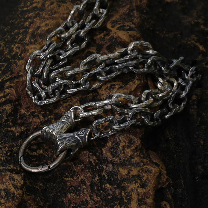 WorldNorse Handgemachtes Wikingerfaust-Silberkabelarmband/Halskette