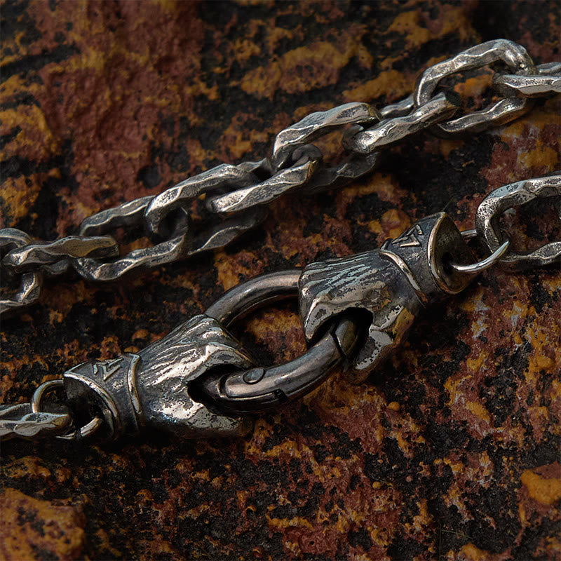 WorldNorse Handgemachtes Wikingerfaust-Silberkabelarmband/Halskette