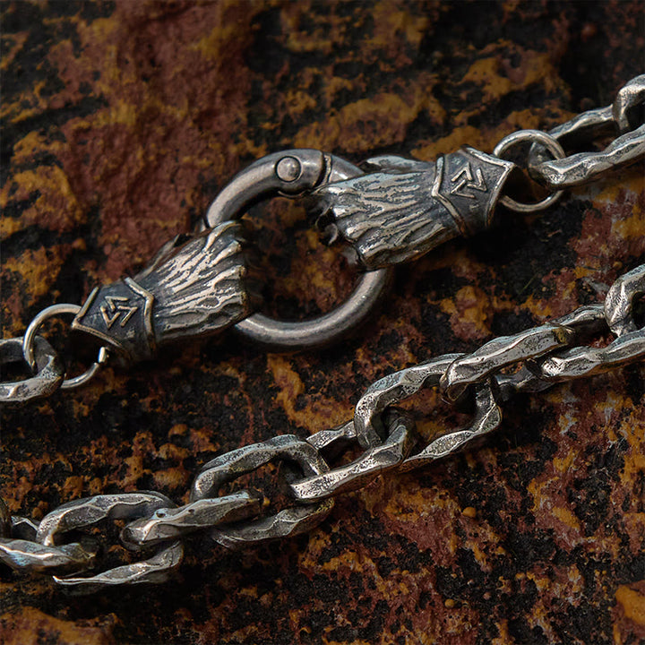 WorldNorse Handgemachtes Wikingerfaust-Silberkabelarmband/Halskette