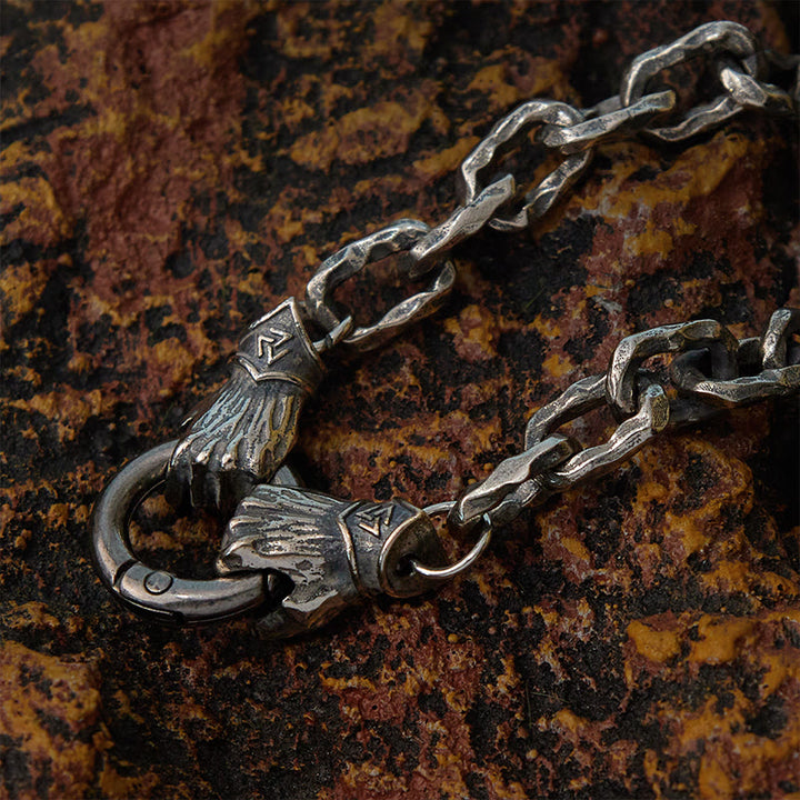 WorldNorse Handgemachtes Wikingerfaust-Silberkabelarmband/Halskette