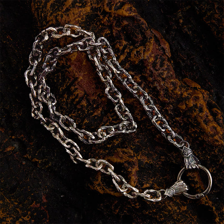 WorldNorse Handgemachtes Wikingerfaust-Silberkabelarmband/Halskette