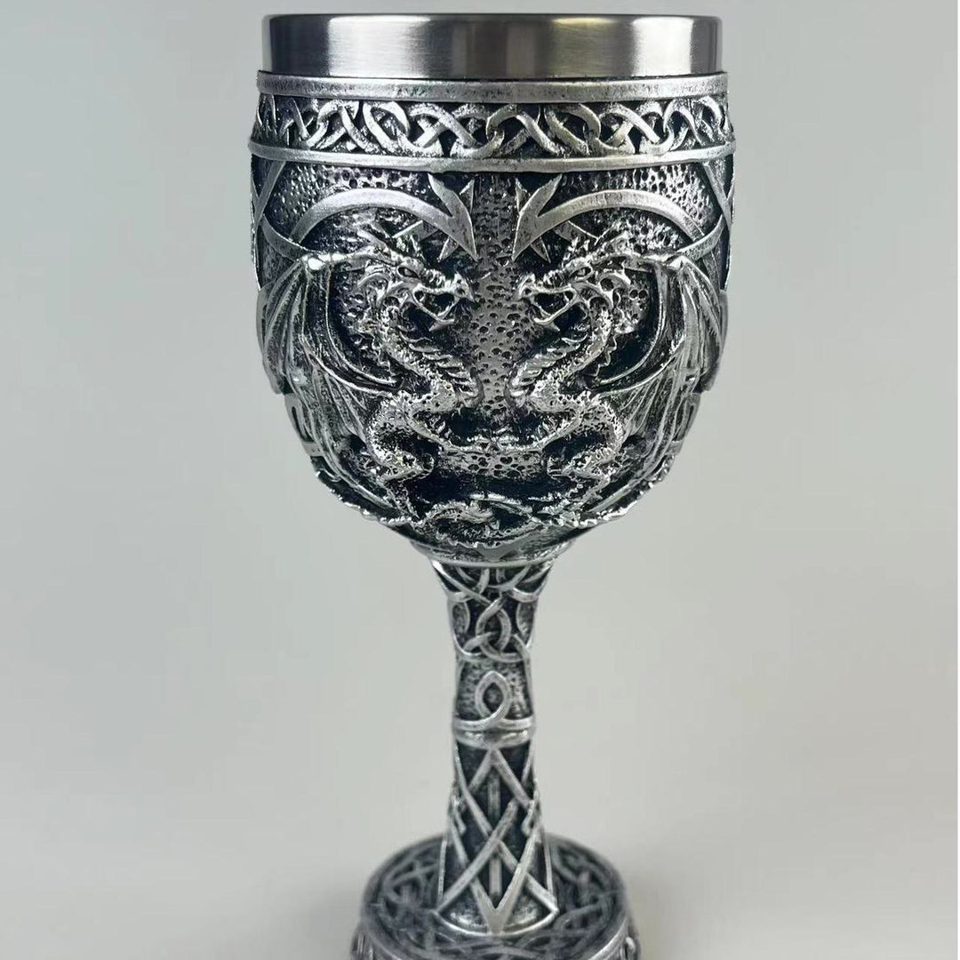 Kelch mit Doppeldrachen und nordischem Keltischer Knoten - Silber - image 8