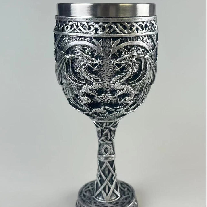 Kelch mit Doppeldrachen und nordischem Keltischer Knoten - Silber - image 8