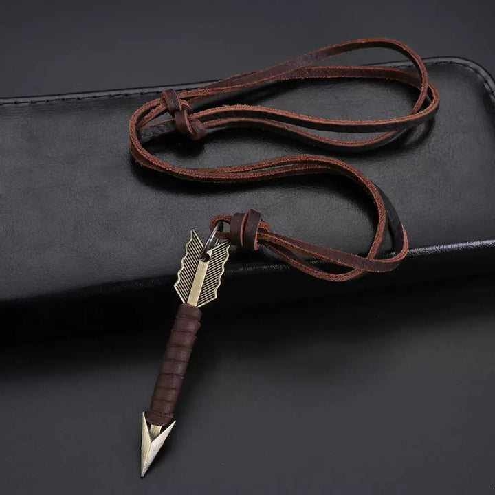 WorldNorse Vintage Arrow Finn Lederhalskette