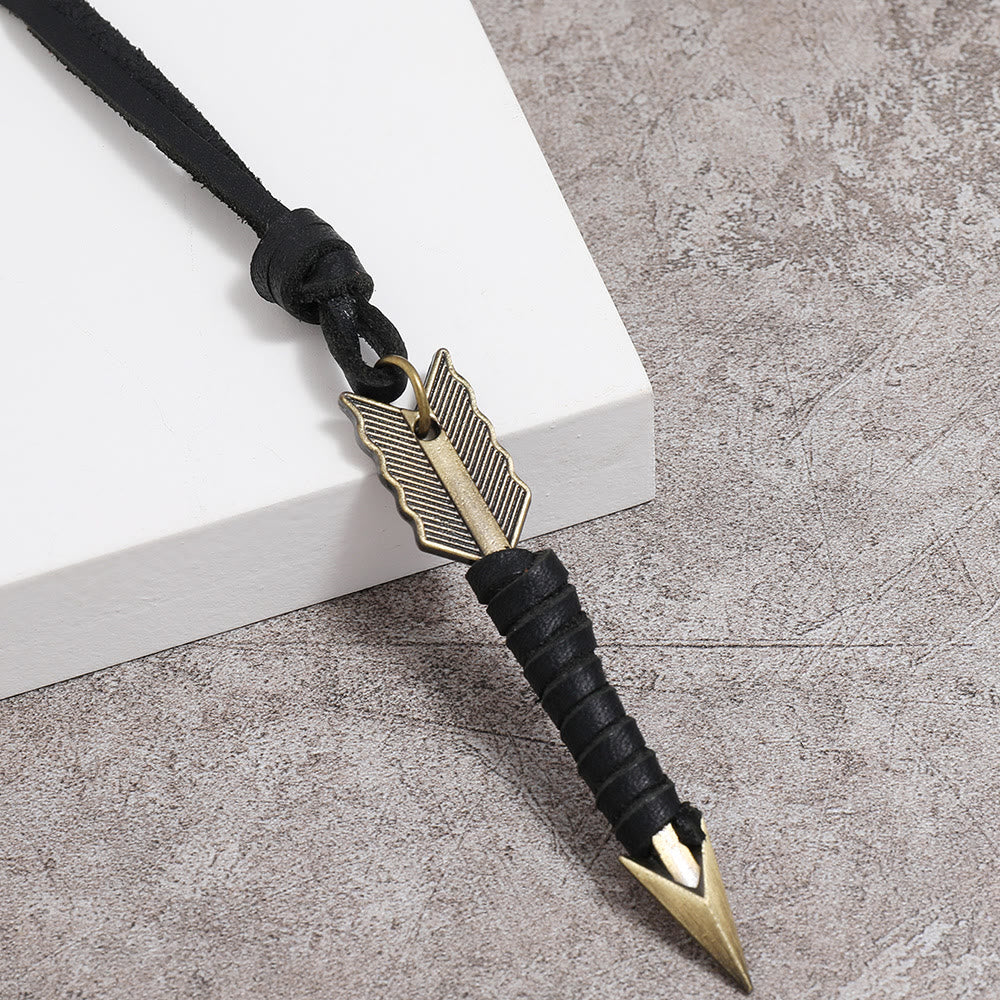WorldNorse Vintage Arrow Finn Lederhalskette